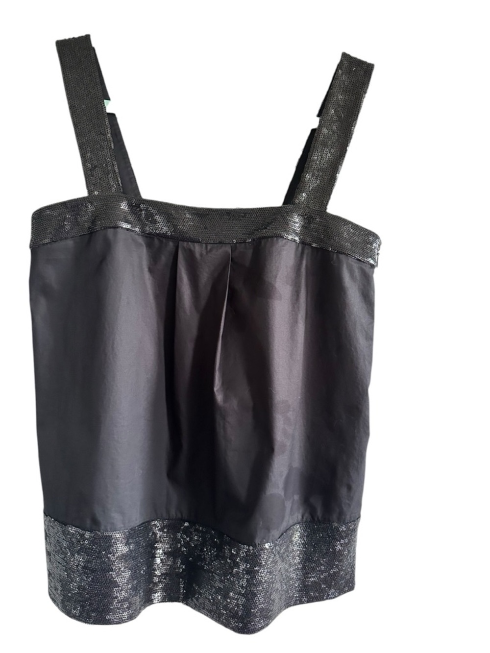 Theory Black Sequin-Trim Tank Top cotton size xs